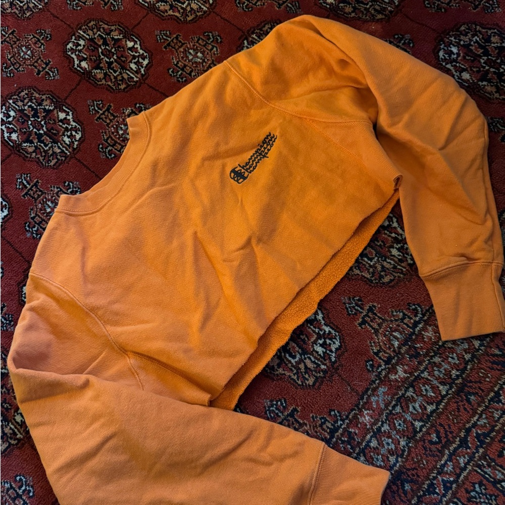 Vintage Champion Cropped Orange Crewneck Sweatshirt